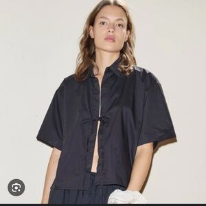 DEIJI STUDIOS Tie Up Shirt in Black Size M NWT